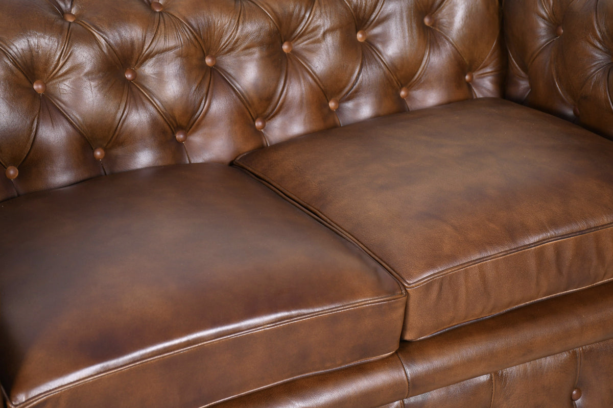 Cigar 2-seater Chesterfield Leather Sofa – Kif-Kif Import