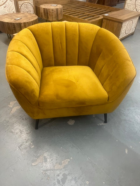 Fauteuil 1 place en velours moutarde 17x23''