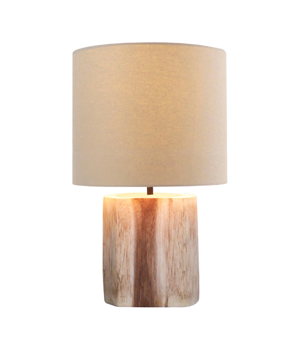 Lampe de table bois de manguier et lin beige Laya