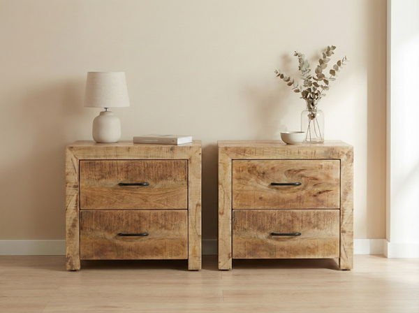2 tables de chevet 2 tiroirs Sumara