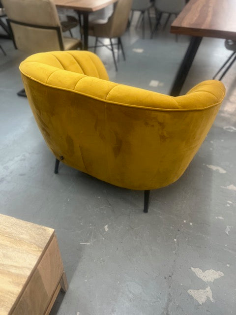 Fauteuil 1 place en velours moutarde 17x23''
