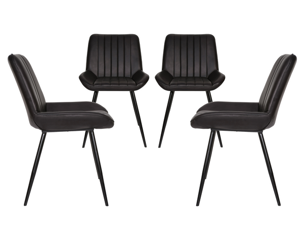 4 Chaises cuir noir LUNA - Kif-Kif Import