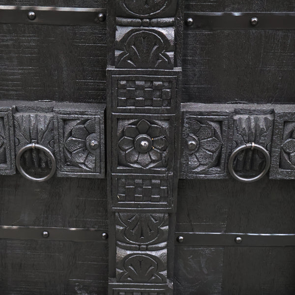 Armoire antique 2 portes noir bois massif