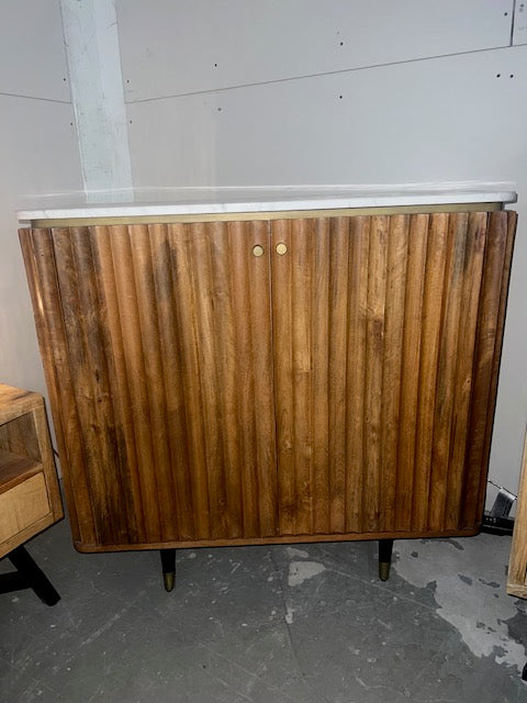 Buffet en Manguier et Marbre 36x38x16.5''