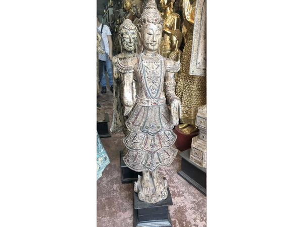 Shan Royal wooden standing Buddha - Kif-Kif Import