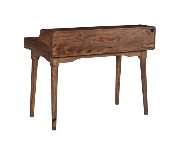 Bureau vintage en bois massif avec tiroirs vue arrière