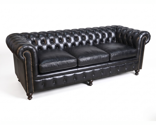 Canapé Cuir Chesterfield 3/4 places noir