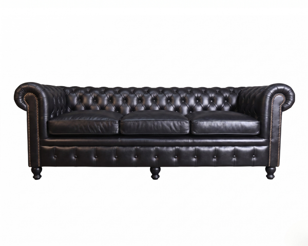 Canapé Cuir Chesterfield 3/4 places noir