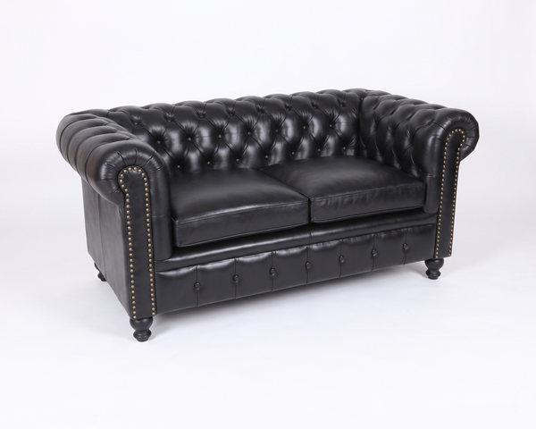Canapé Cuir Chesterfield 2 places Noir
