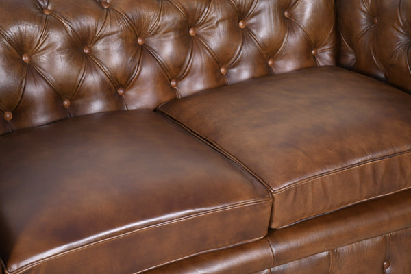 Canapé Cuir Chesterfield 2 places Cigare - Kif-Kif Import