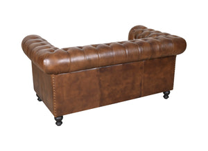 Cigar Chesterfield 2 seater leather sofa - Kif-Kif Import