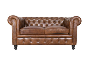 Canapé Cuir Chesterfield 2 places Cigare - Kif-Kif Import