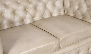 2-seater Chesterfield leather sofa Mocha - Kif-Kif Import
