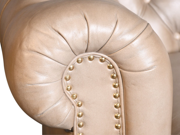 Chesterfield leather sofa 3/4 places Moka - Kif-Kif Import