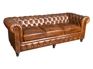 Chesterfield leather sofa 3/4 seater cigar - Kif-Kif Import