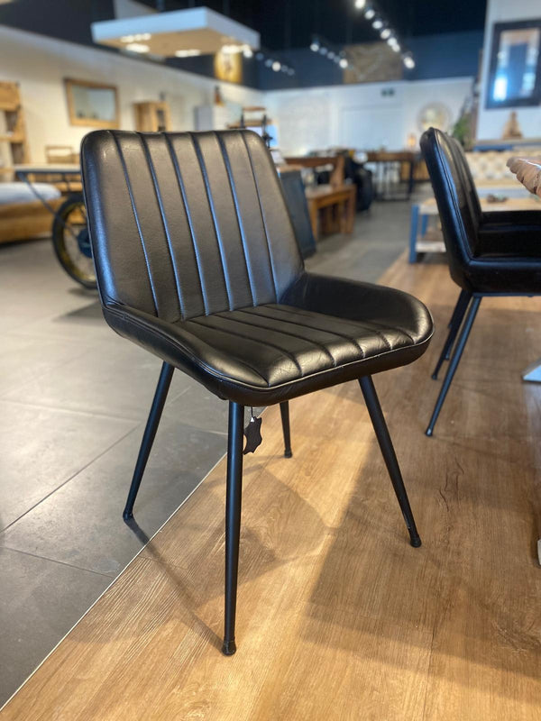 4 Chaises cuir noir LUNA - Kif-Kif Import
