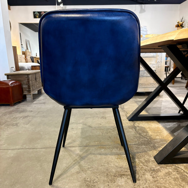 Chaise cuir bleu marine NESSA - Kif-Kif Import