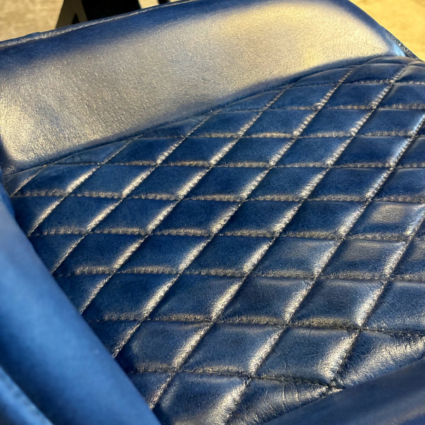 Chaise cuir bleu marine NESSA - Kif-Kif Import