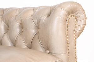 2-seater Chesterfield leather sofa Mocha - Kif-Kif Import