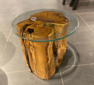 Side table with glass 20'' NATURE - Kif-Kif Import
