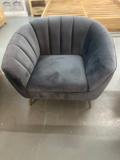 Fauteuil 1 place en velours gris 17x23''