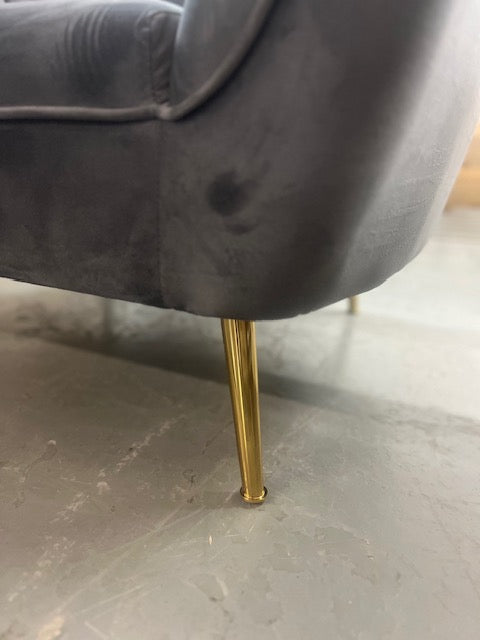 Fauteuil 1 place en velours gris 17x23''