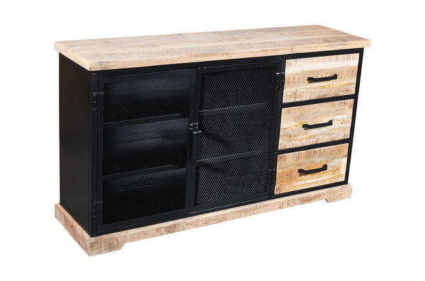 Buffet Lenox 34×59×16 – façade avant – portes grillagées en métal noir