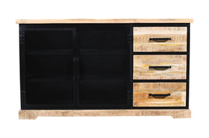 Buffet Lenox 34×59×16 – façade avant – portes grillagées en métal noir