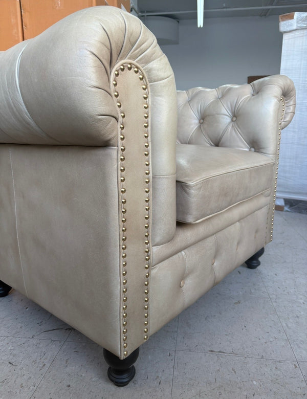 Fauteuil en cuir Chesterfield Moka 31x38x34''