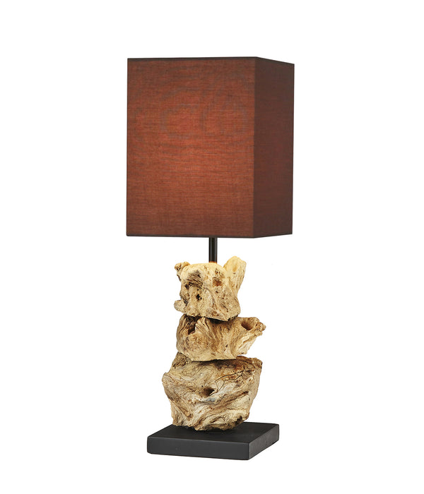 Lampe de table bois flotté et lin marron Julya