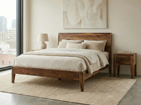 Lit Dunia – sheesham massif brun