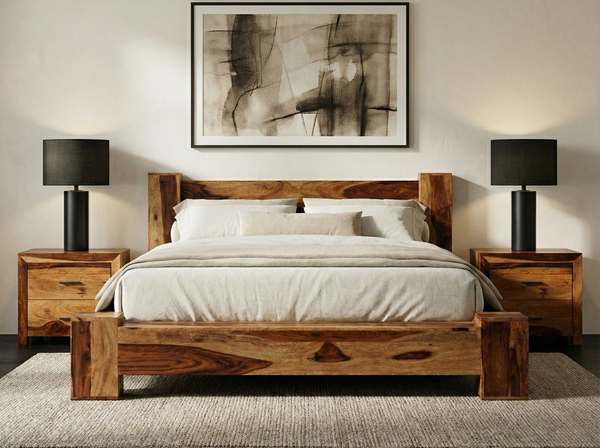 Lit Jamba – sheesham massif brun