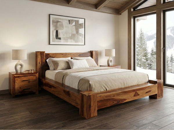 Lit Jamba – sheesham massif brun