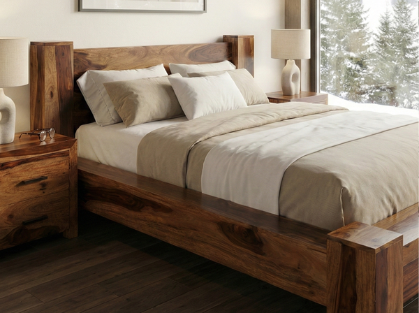 Lit Jamba – sheesham massif brun