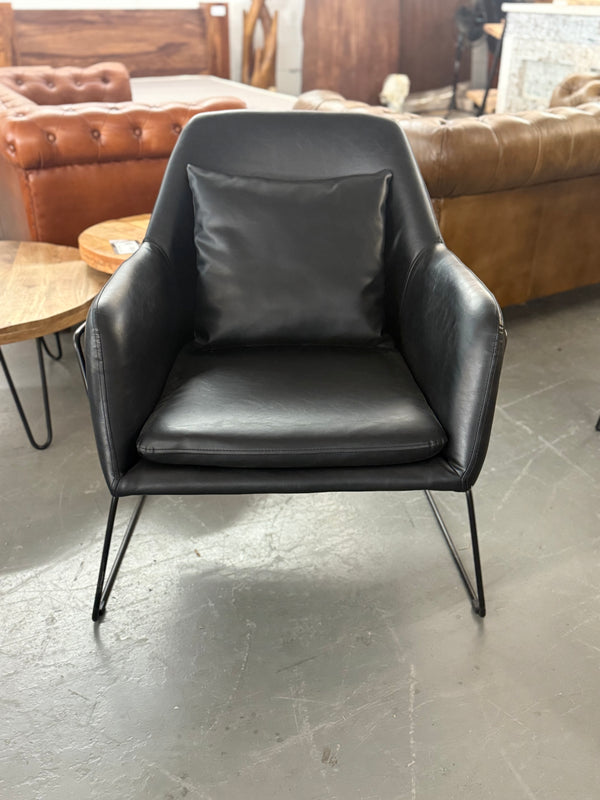 Fauteuil 1 place noir simili cuir 18,5x26''