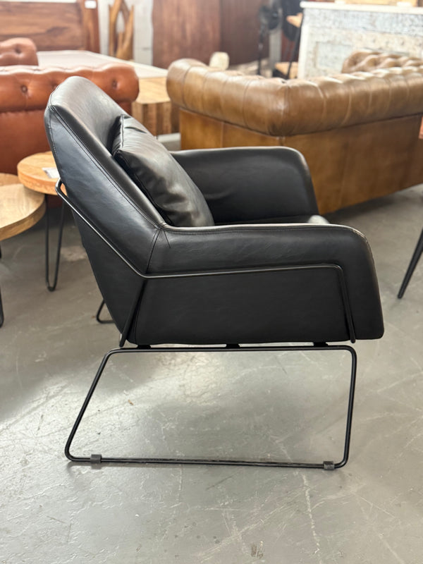 Fauteuil 1 place noir simili cuir 18,5x26''