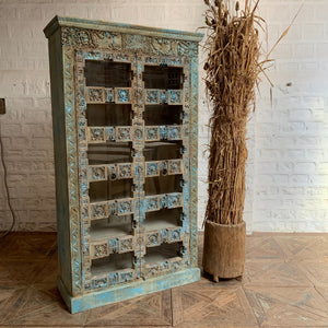 Armoire 2 portes en teck, manguier et verre — 47×20×84.6