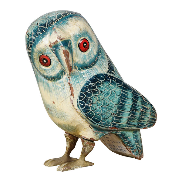 Hibou peint en bois de manguier — 6.4×3.5×7" — PA22116