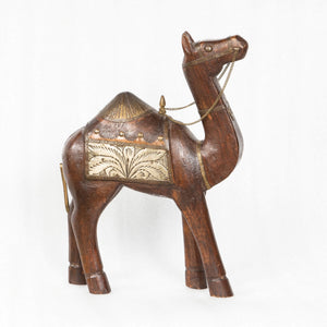 Chameau en bois de manguier avec détails en métal — 3×8.5×10