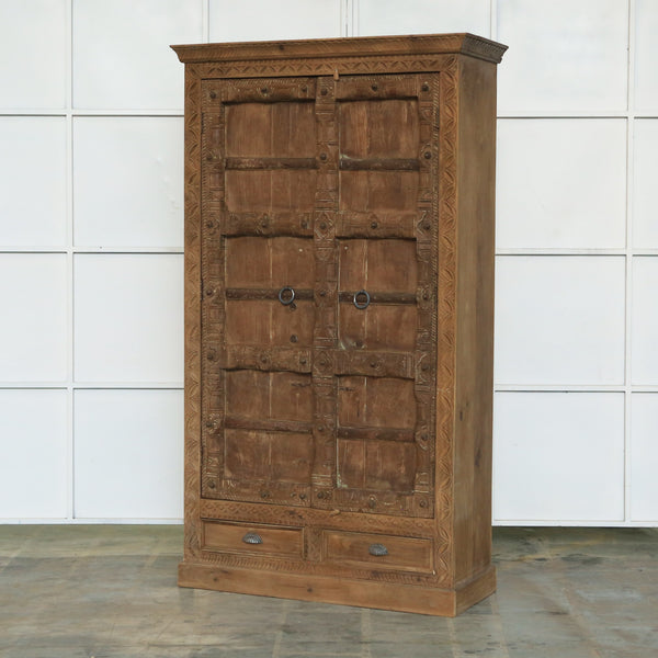 Armoire 2 portes et 2 tiroirs en teck et manguier — 48×19.3×84" — PA26950