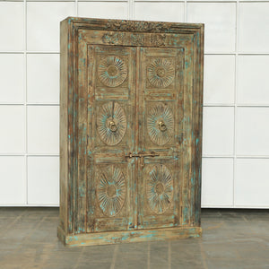 Armoire 2 portes en teck et manguier — 53.4×17×84
