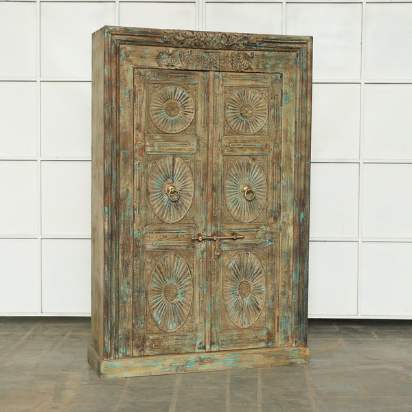 Armoire 2 portes en teck et manguier — 53.4×17×84" — PA26962