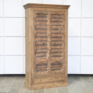 Armoire 2 portes et 2 tiroirs en teck et manguier — 45.3×21×85
