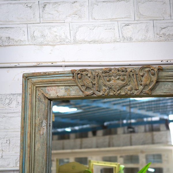 Miroir antique sculpté — bois massif patiné 81×5×53"