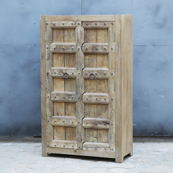 Armoire 2 portes en teck et manguier — 39.5×17.5×66" — PA32130