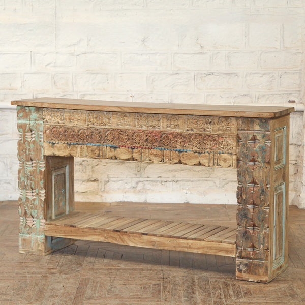 Console en teck et manguier — 64.3×15.8×36.3" — PA33794