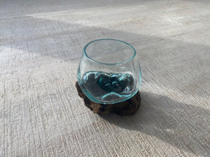 Vase en bois et verre soufflé Ø3