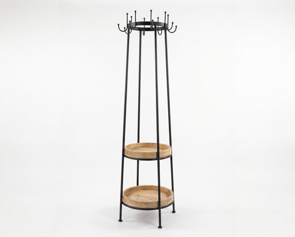 Porte-manteau Koda – métal noir et manguier massif texturé naturel