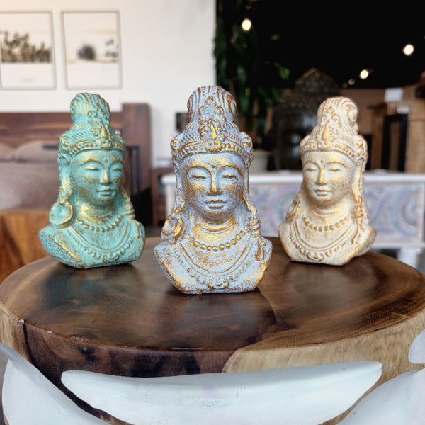 Statue tête de divinité – pierre moulée patinée - Kif-Kif Import