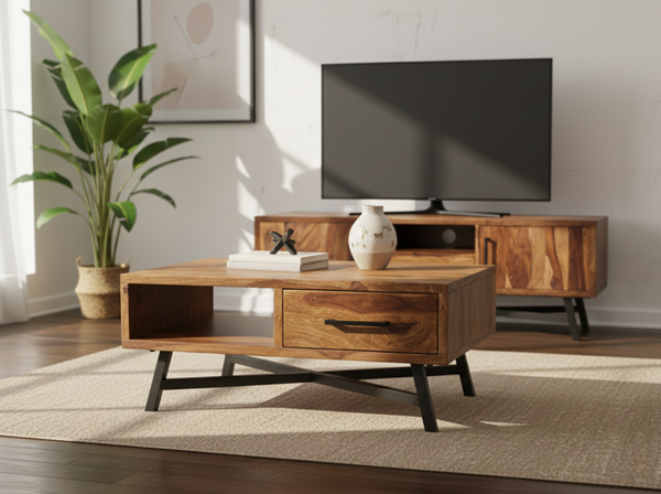 Table de salon 2 tiroirs LOFT